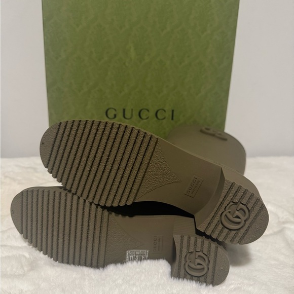 Gucci Women’s Double GG Vint Green Wellington Boots - Size EU35/US5 - Picture 5 of 7